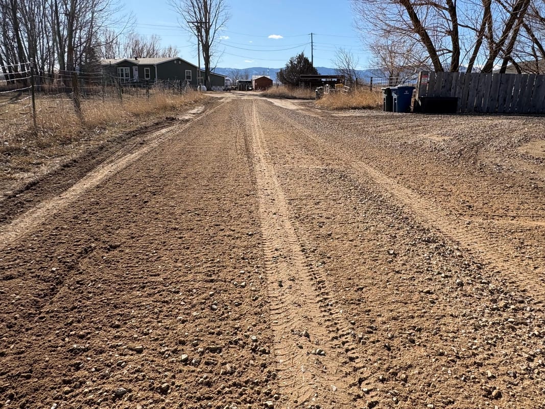 Gravel road freshly graded and smoothed